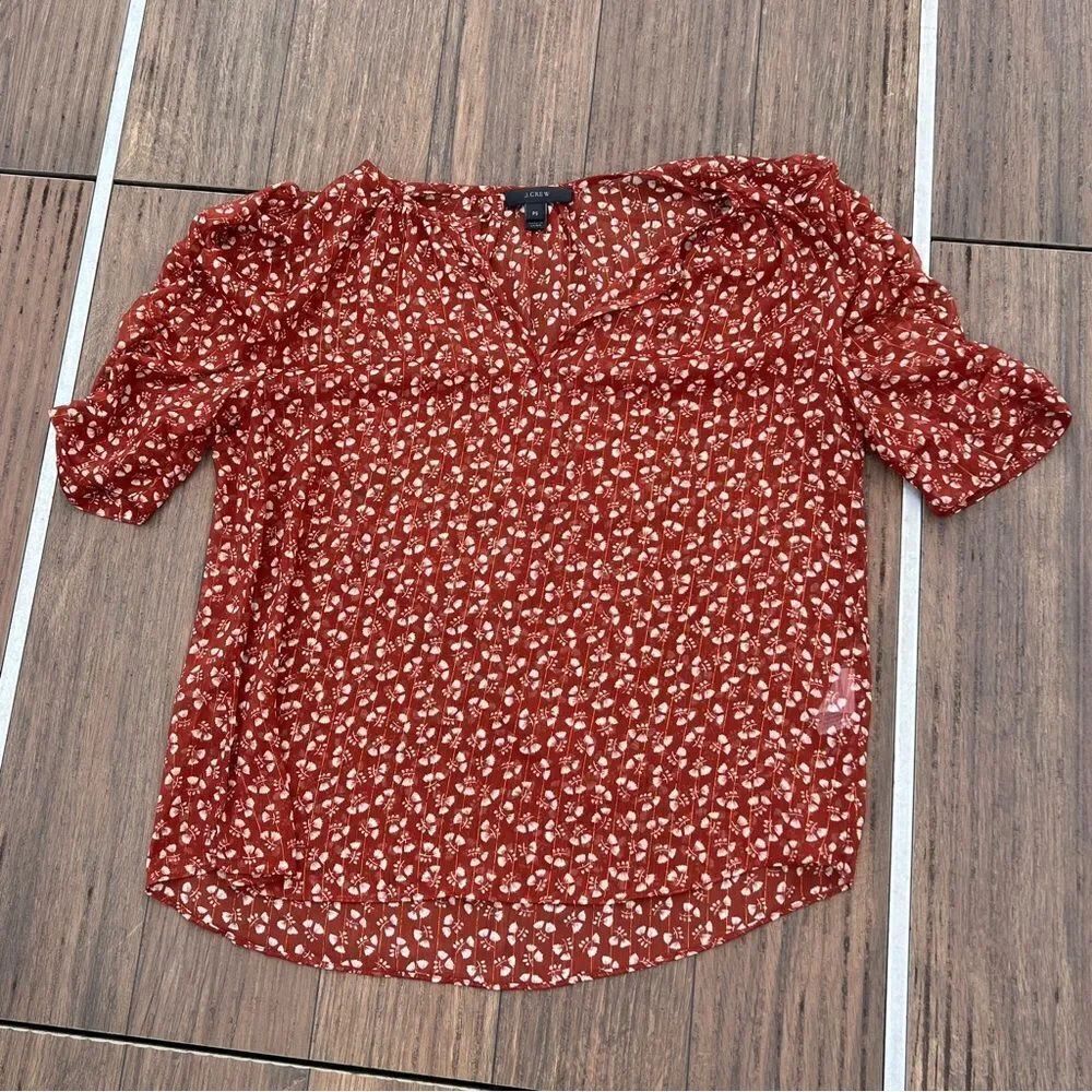 J. Crew Floral Blouse | Size: Small PETITE | Color: Red